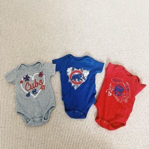 Baby Onesie Set - Red, Blue, and Gray